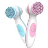 portable waterproof 2 in 1 sonic facial exfoliating Silicone face cleansing spin brush electric cleanser face machine